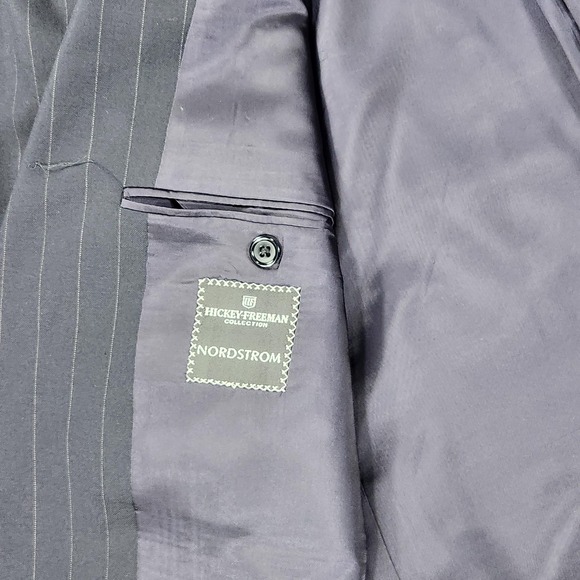 Hickey Freeman Blazer Mens 43 Long Loro‎ Piana Navy Blue Pinstripe Wool - Picture 6 of 16
